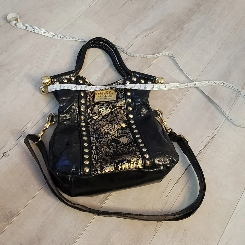 SALE Vintage Ed Hardy Mini Hobo Cross body  Purse 😍 Black with Gold Hardware! - Picture 14 of 15